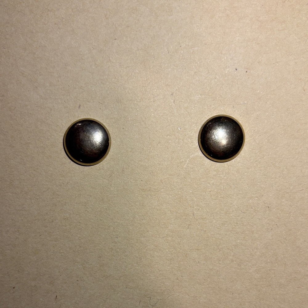 Gold Button Stud Earrings